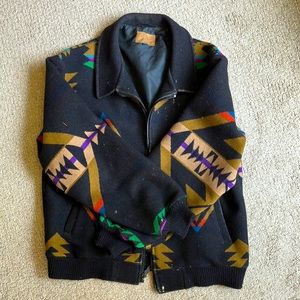 Vintage Pendleton Jacket High Grade Southwestern Bomber Wool Distressed